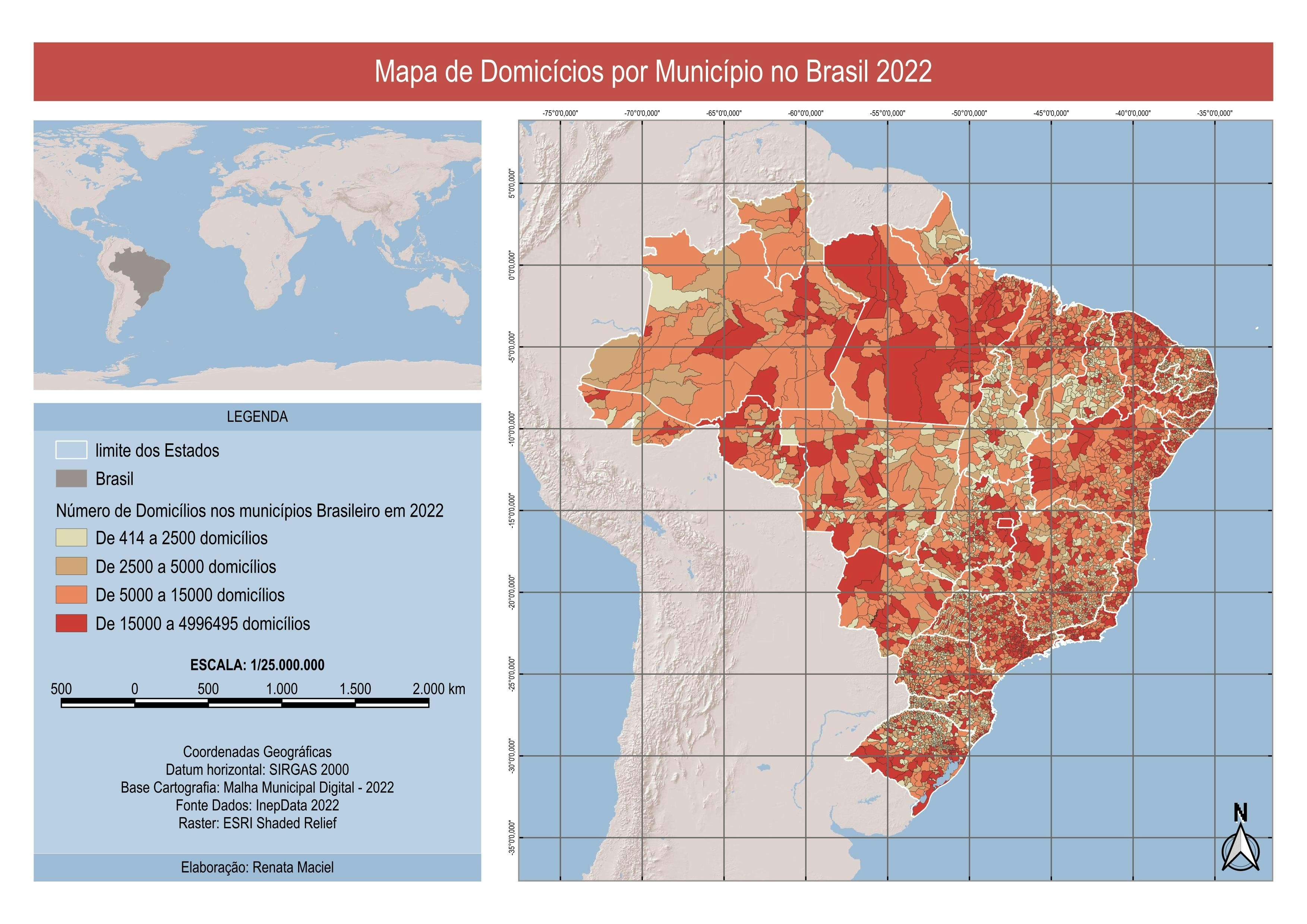 Número de Domicílios municípios, Brasil