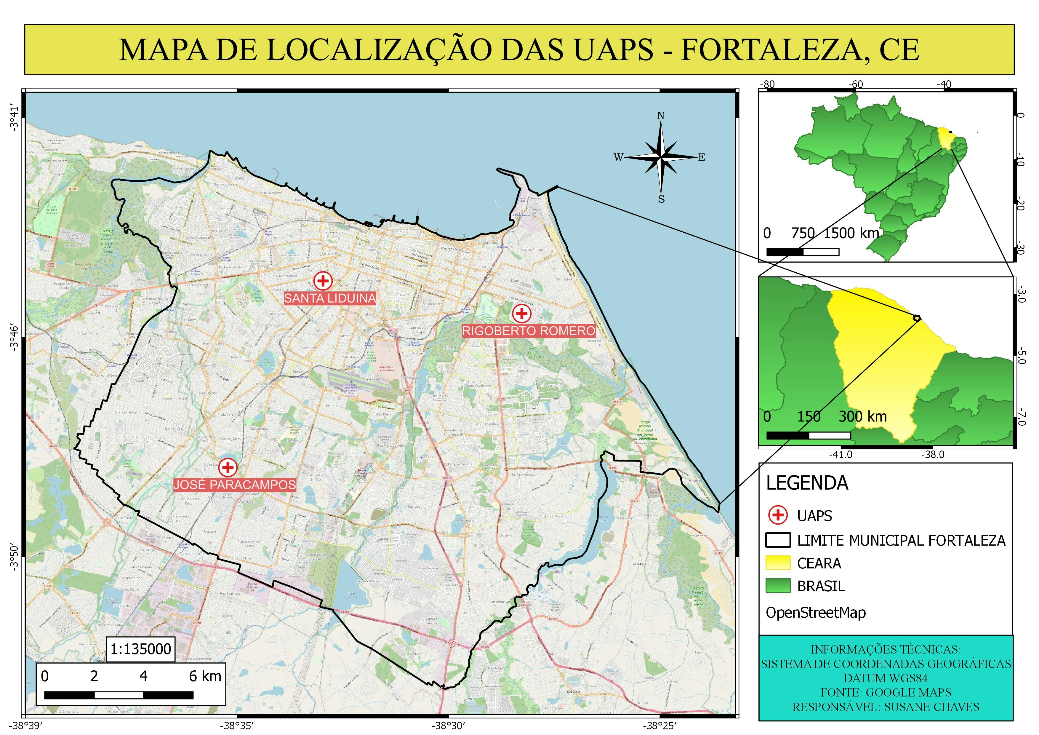 Mapa de Localização UAPS, Fortaleza - CE