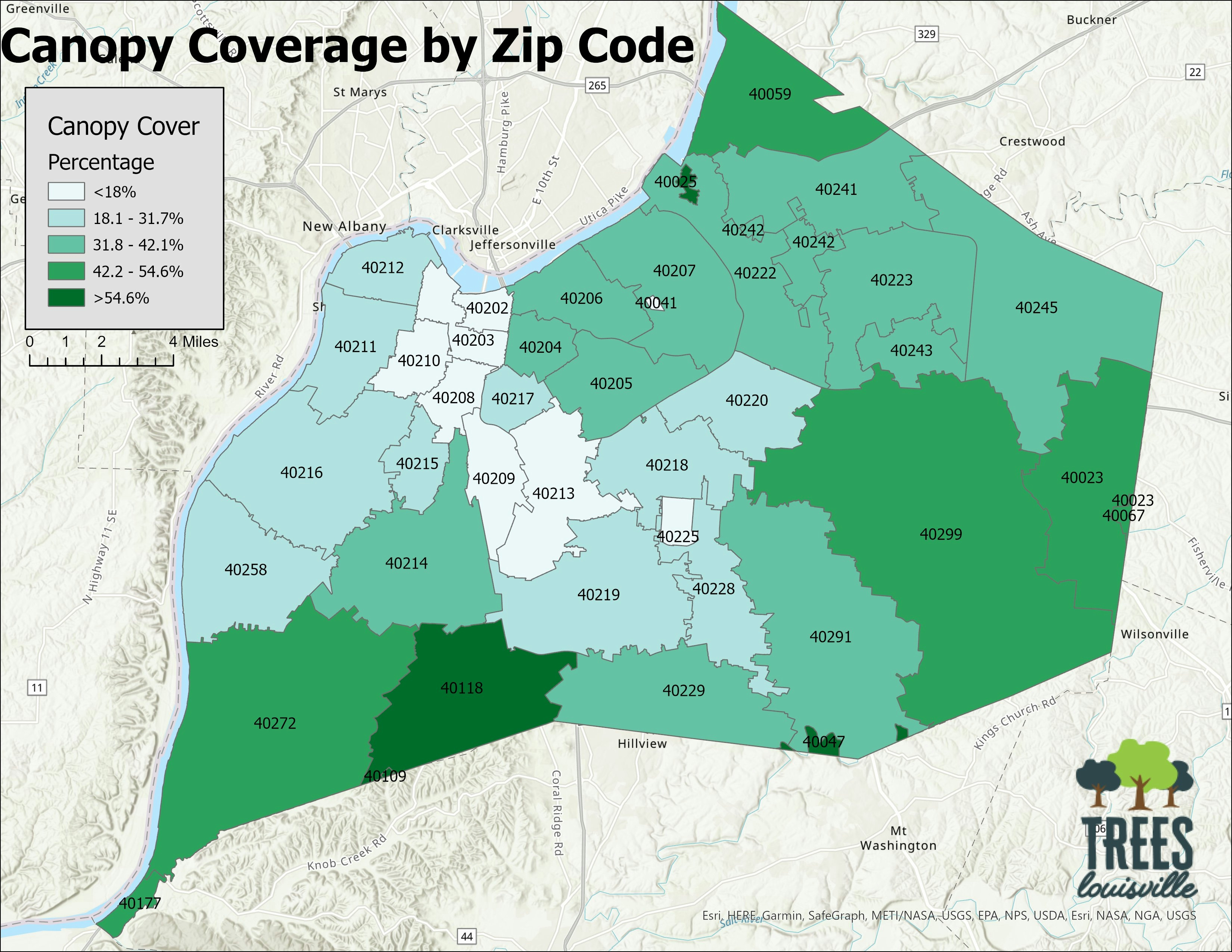 Canopy Cover by Zip Code