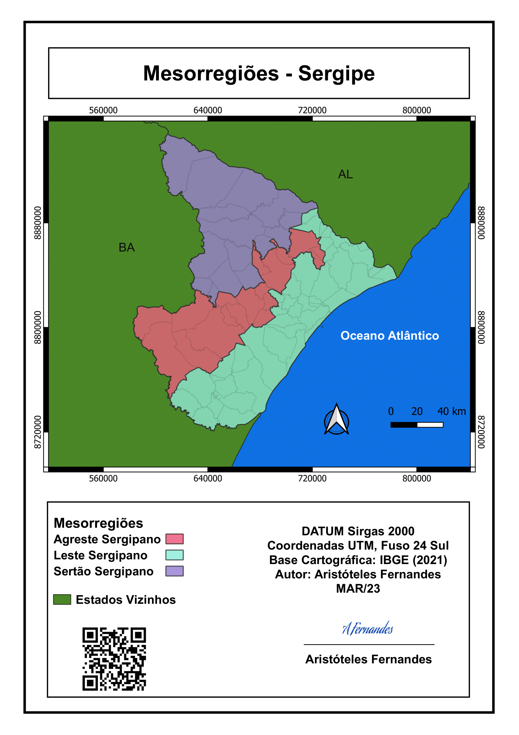 Mapa temático mesorregiões Sergipe