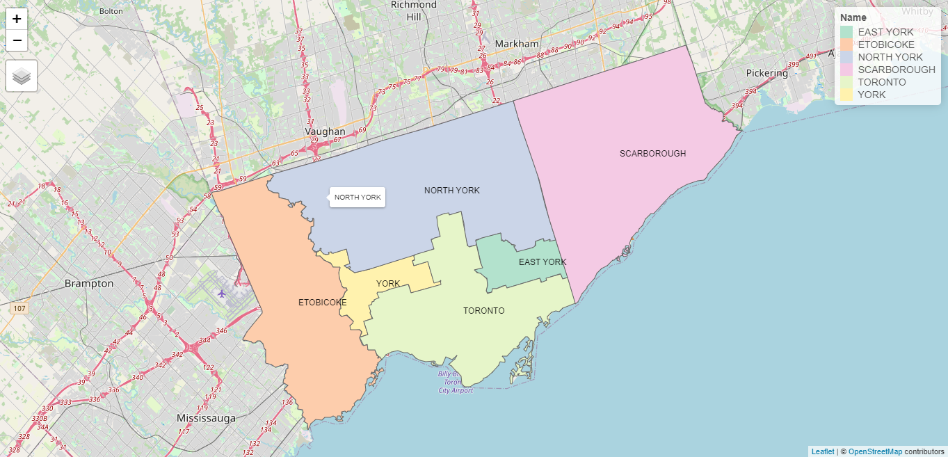 Toronto Former Municipalities Boundaries
