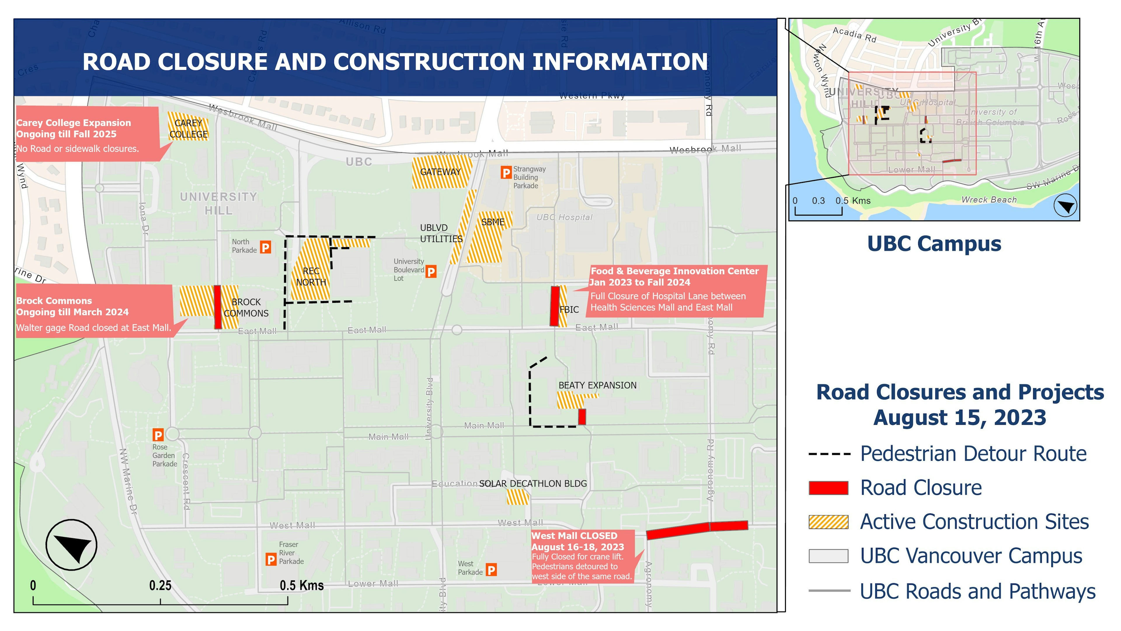 UBC Road Closure and Construction Map