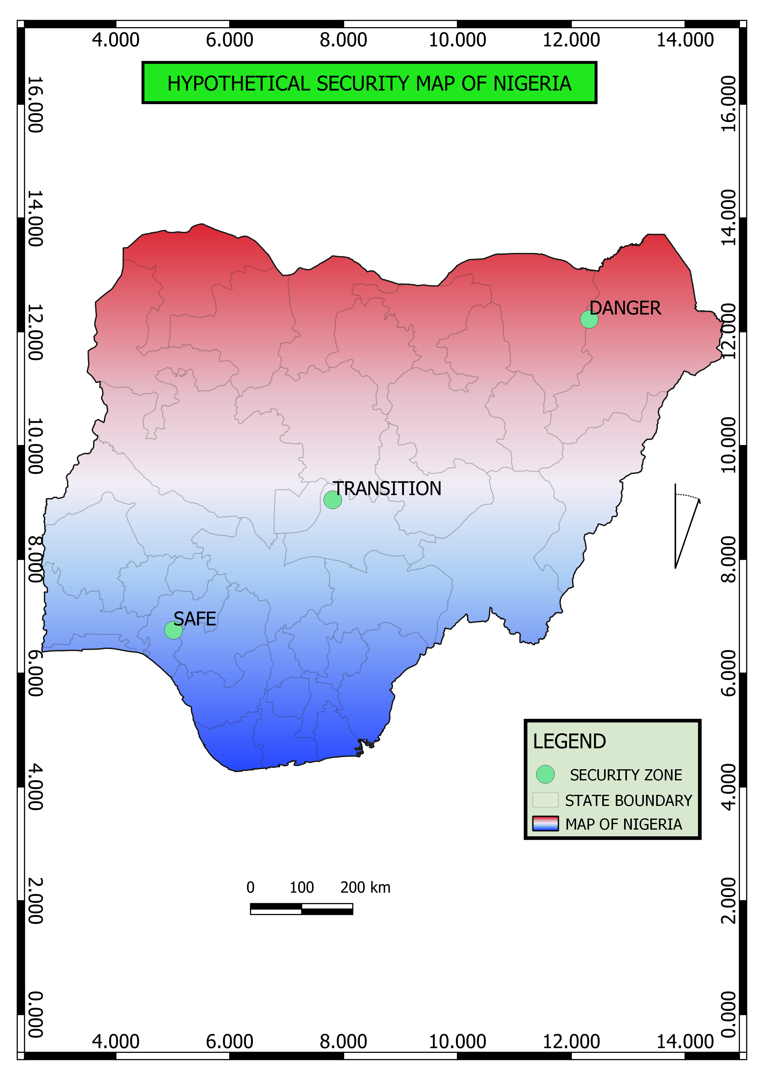Hypothetical security map of Nigeria 
