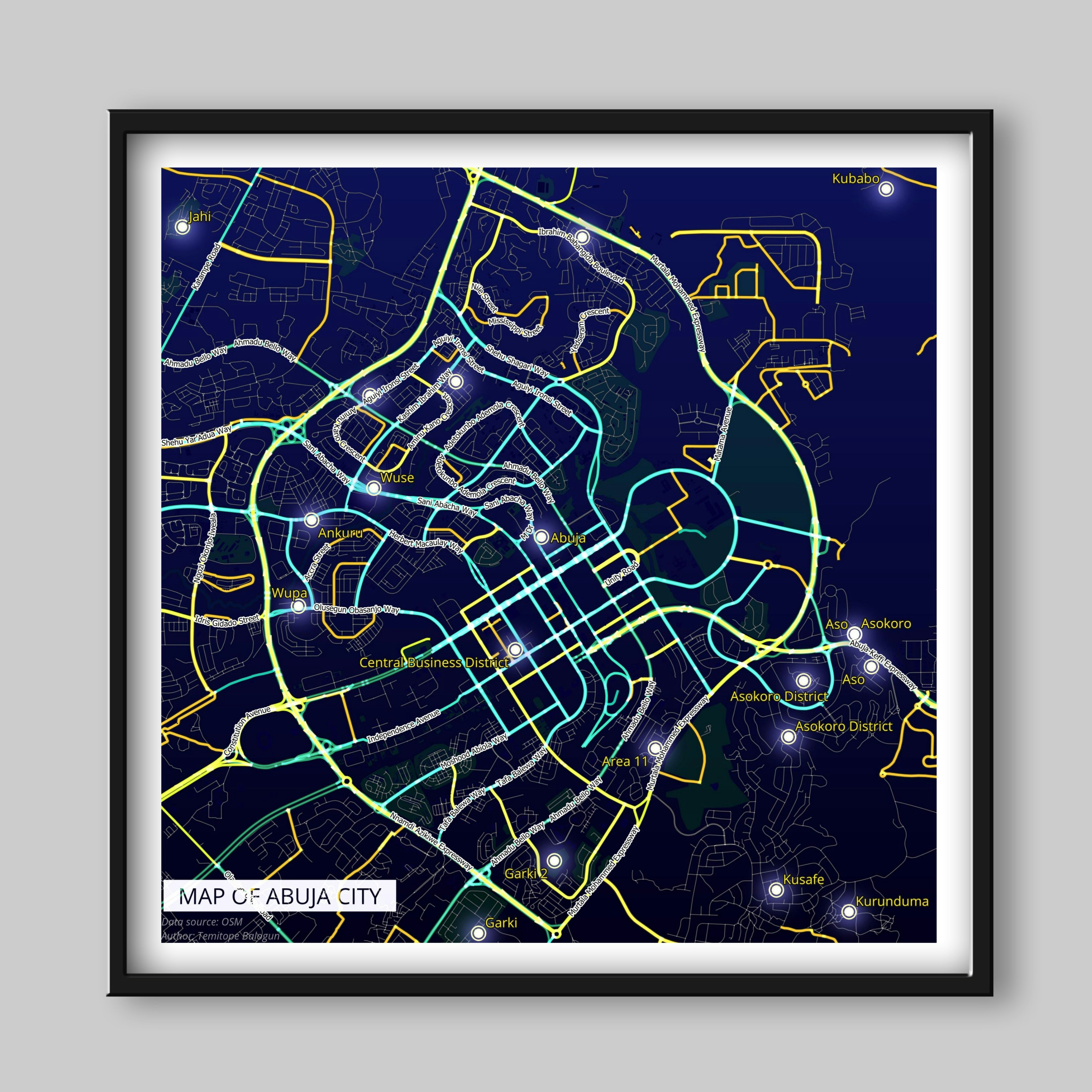 Map of Abuja City, Nigeria