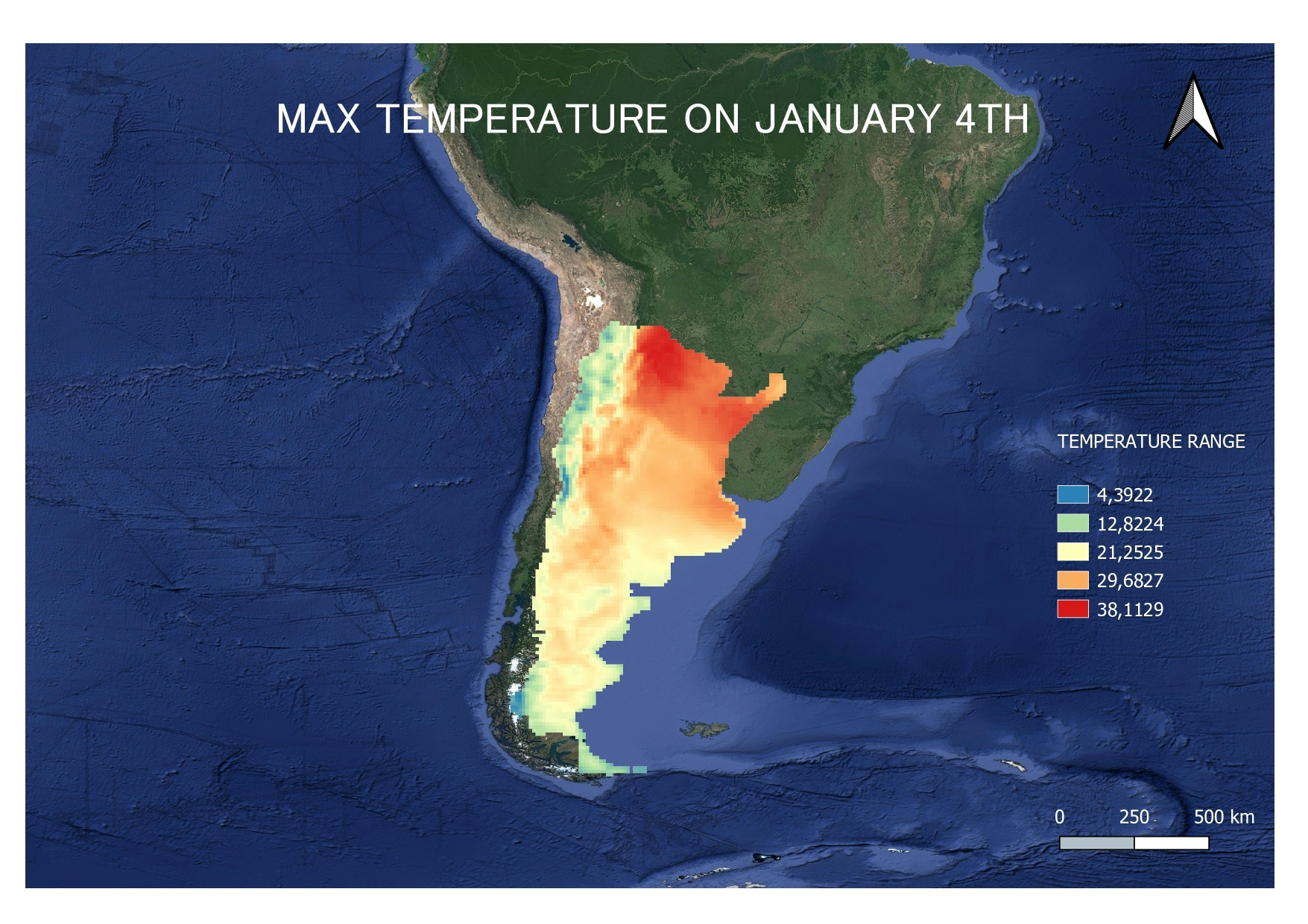 Temperature Heat Map - Argentina