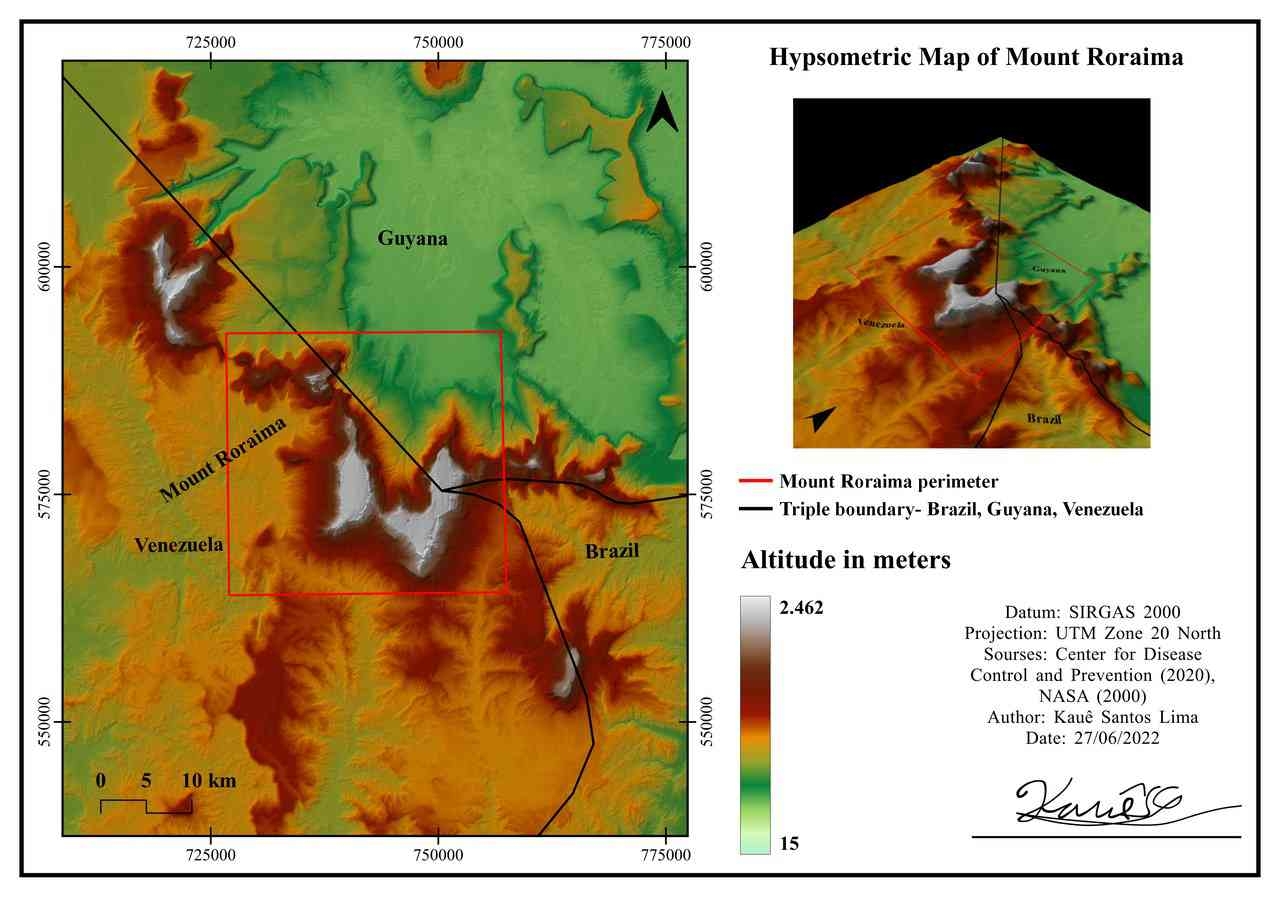Hypsometric Map of Mount Roraima