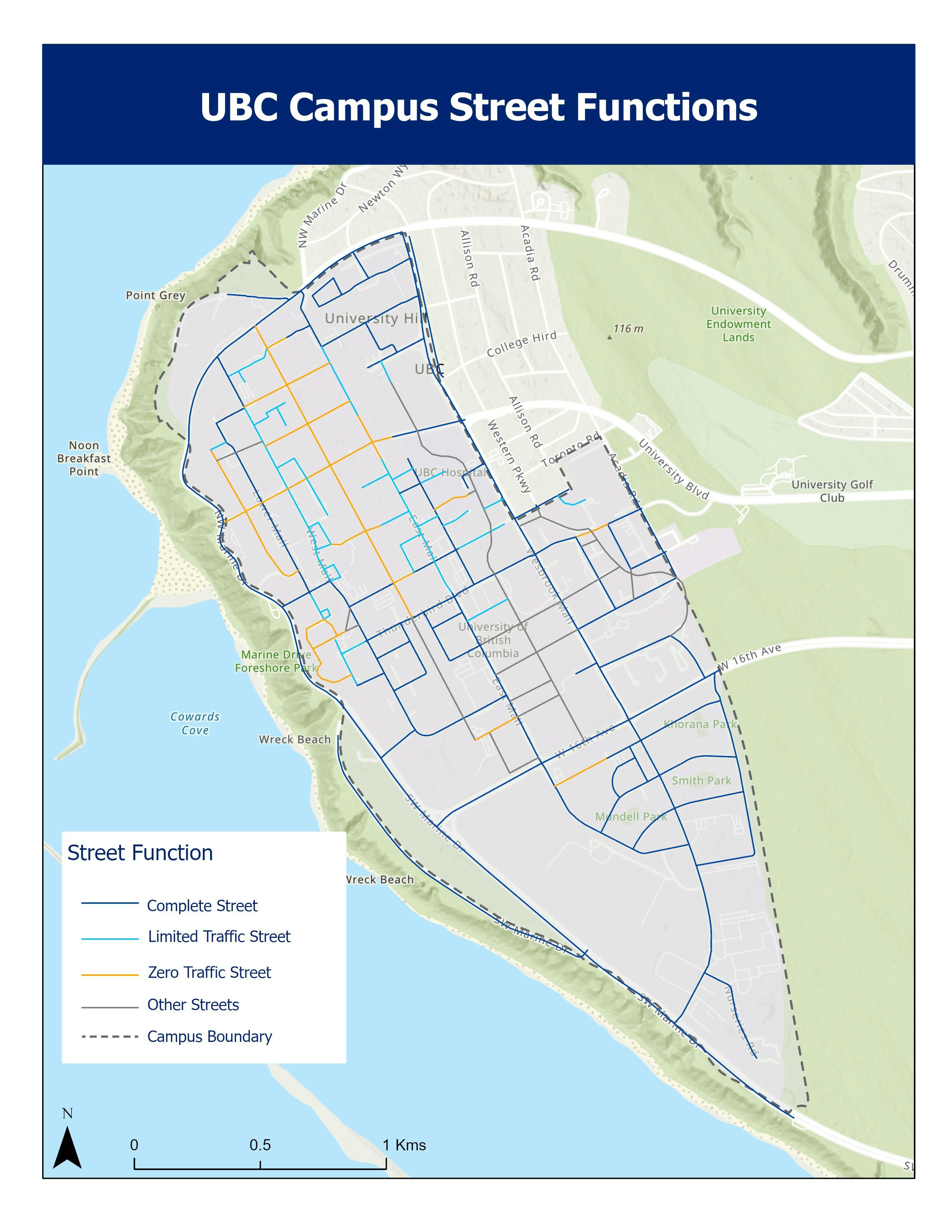 UBC Vancouver Streets Function Map