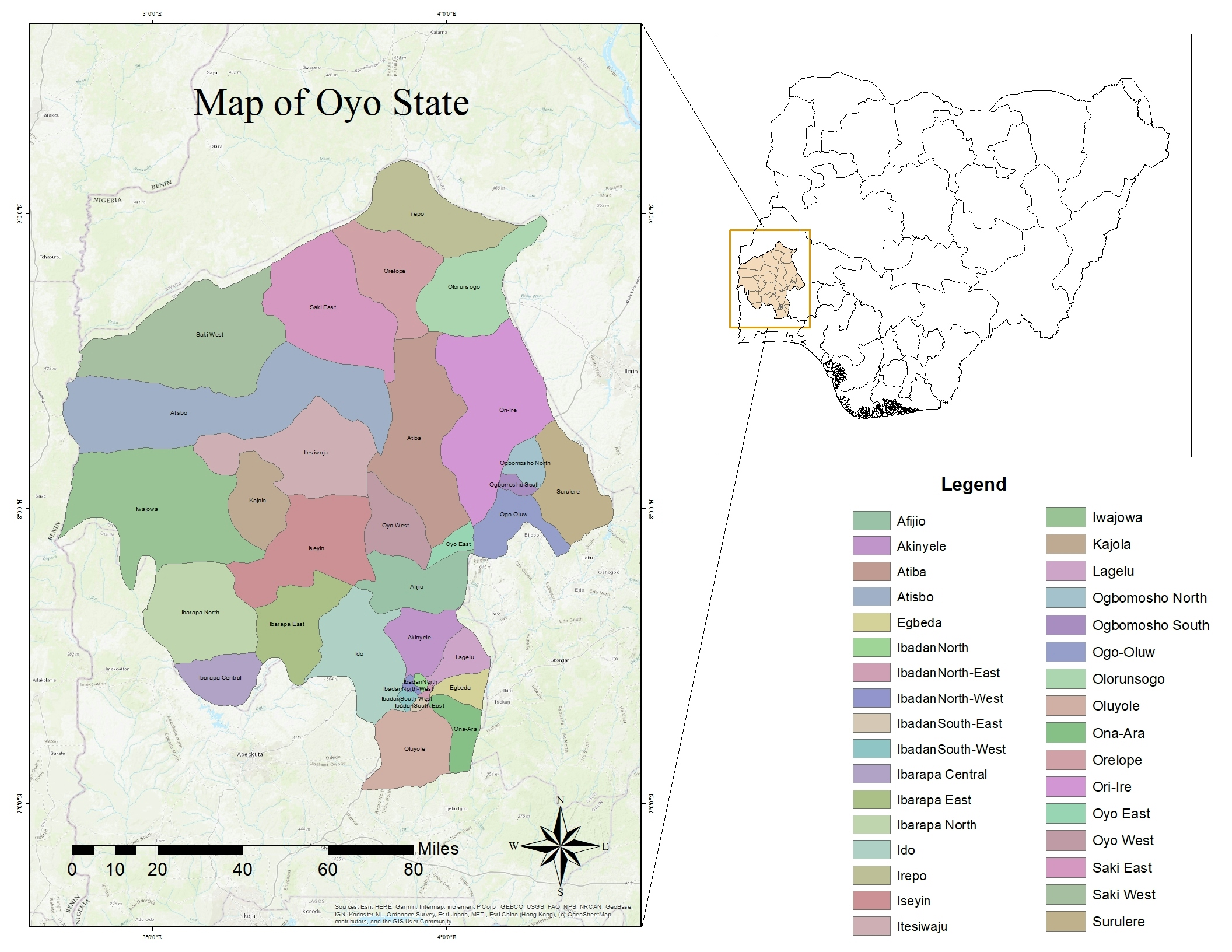 Map of Oyo State