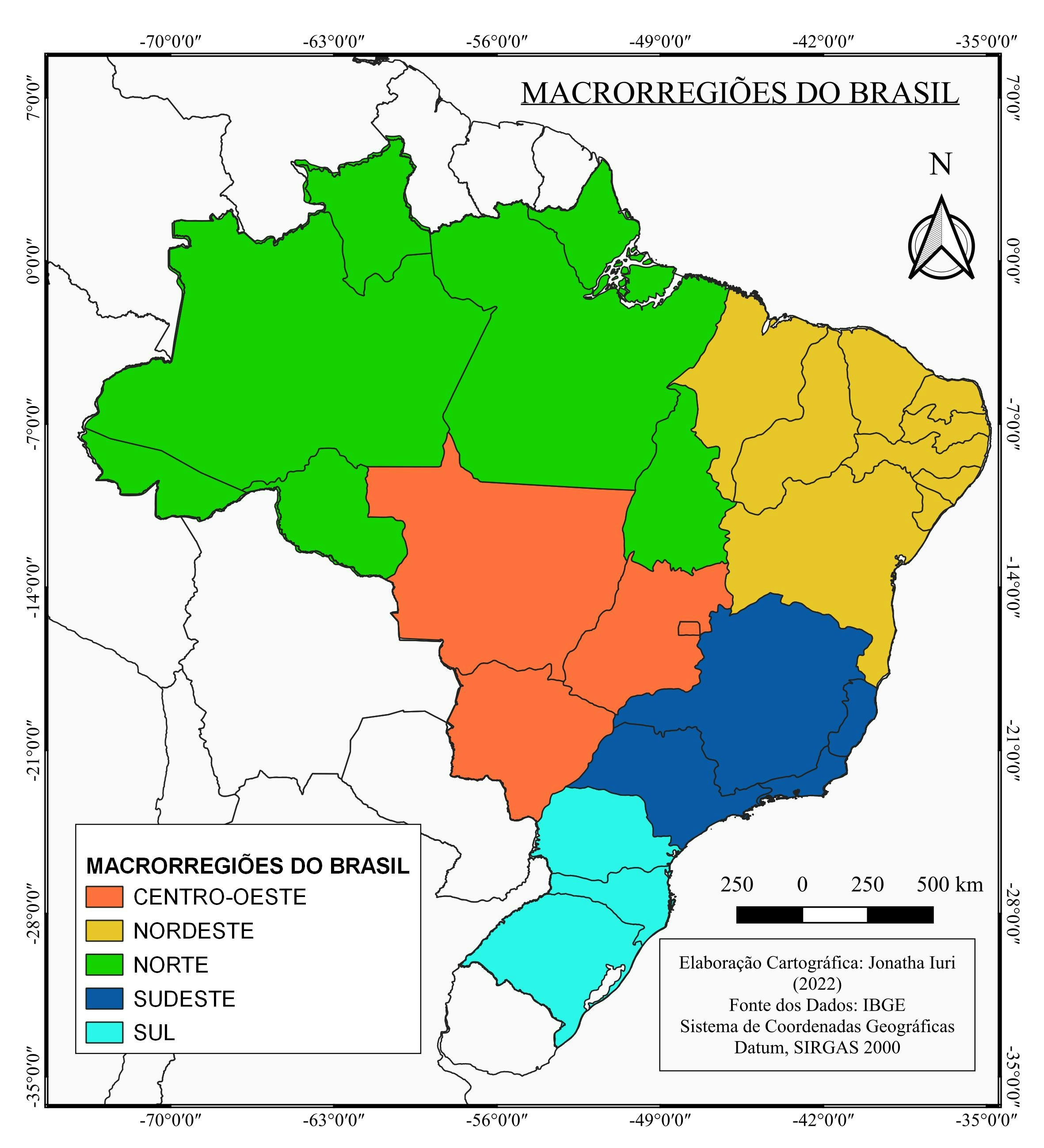 MAPA DAS MACRORREGIOES DO BRASIL