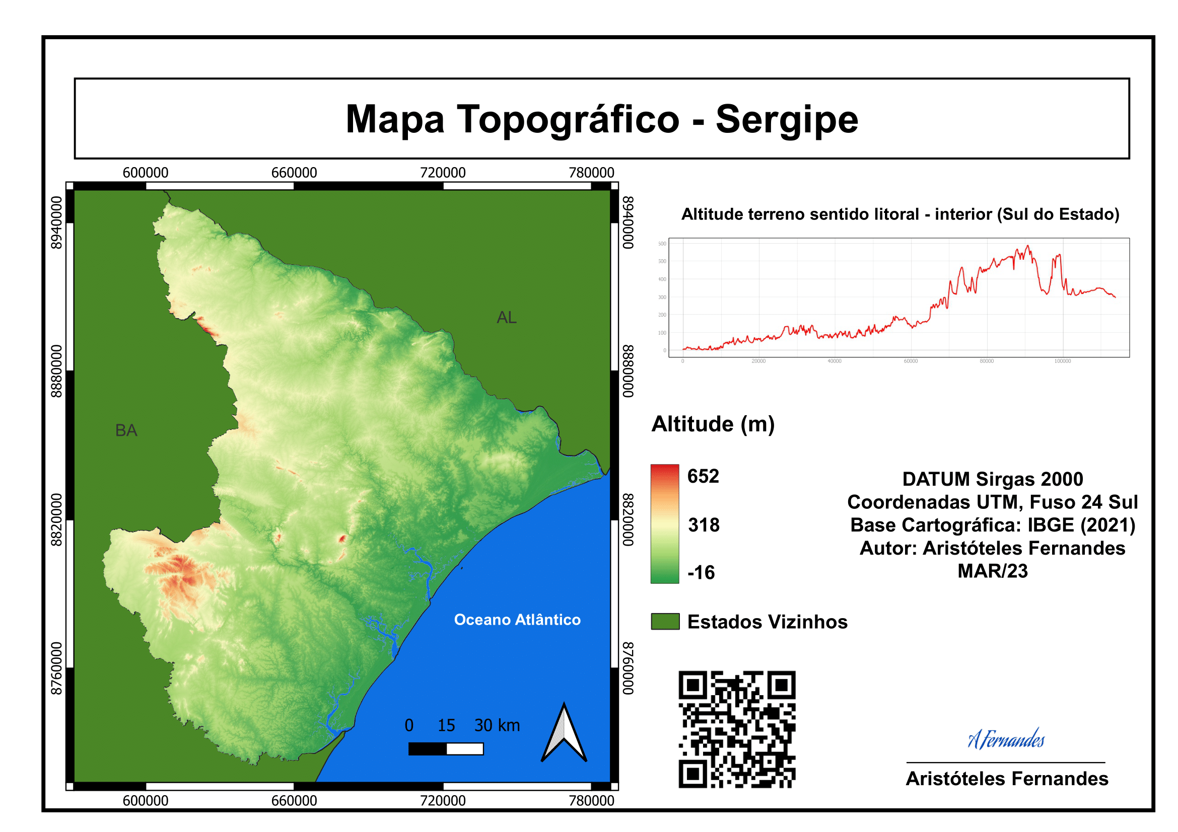 Mapa analítico topografia Sergipe