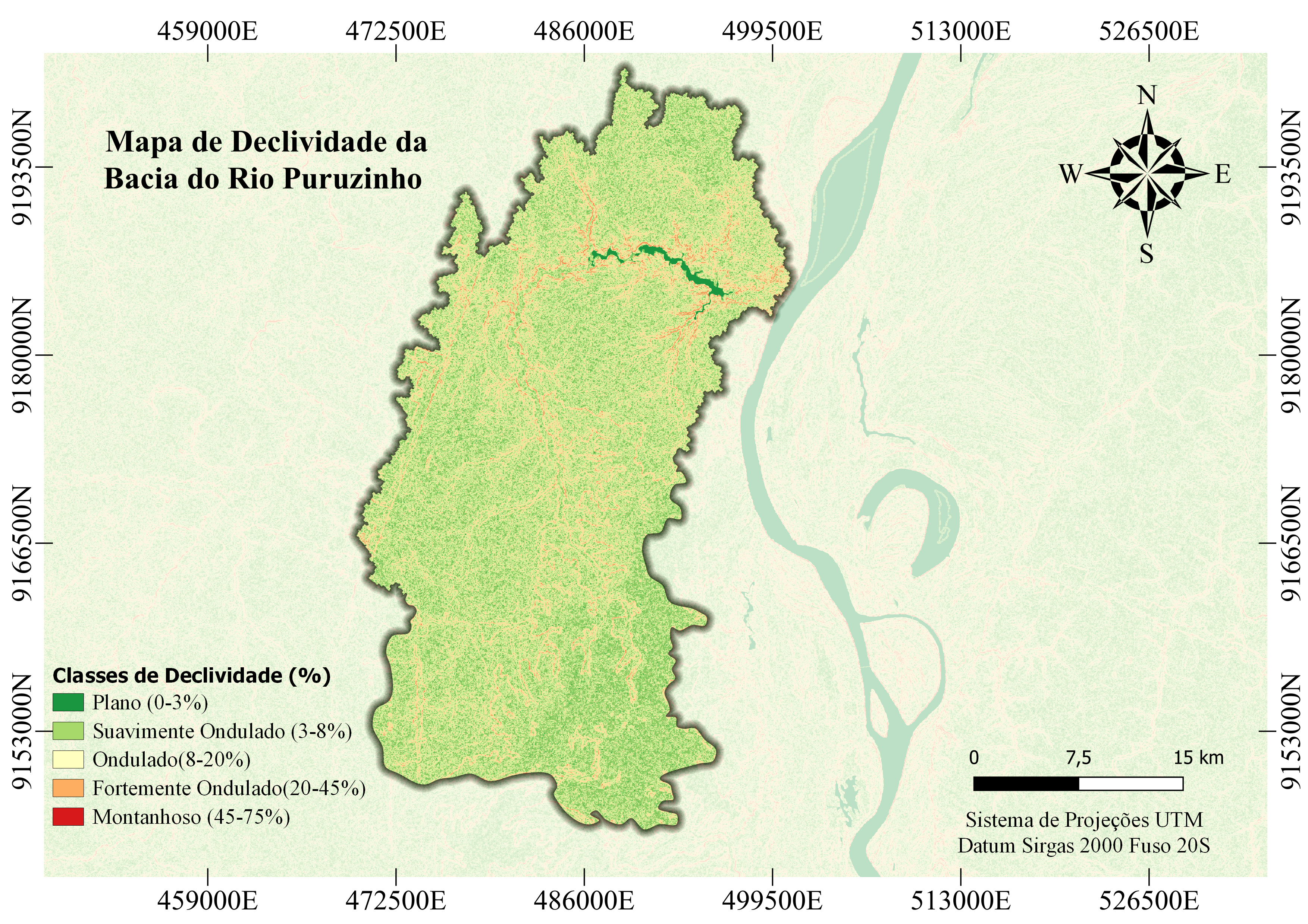 Mapa da Declividade do Rio Puruzinho