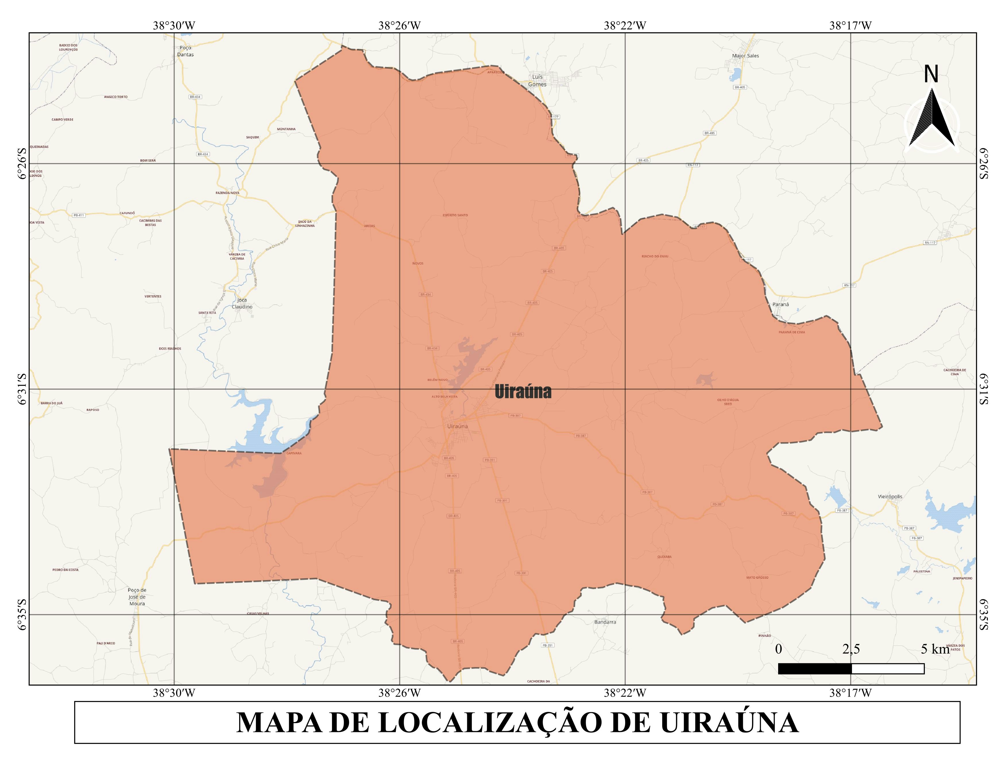 MAPA DE LOCALIZAÇÃO DE UIRAÚNA/PB
