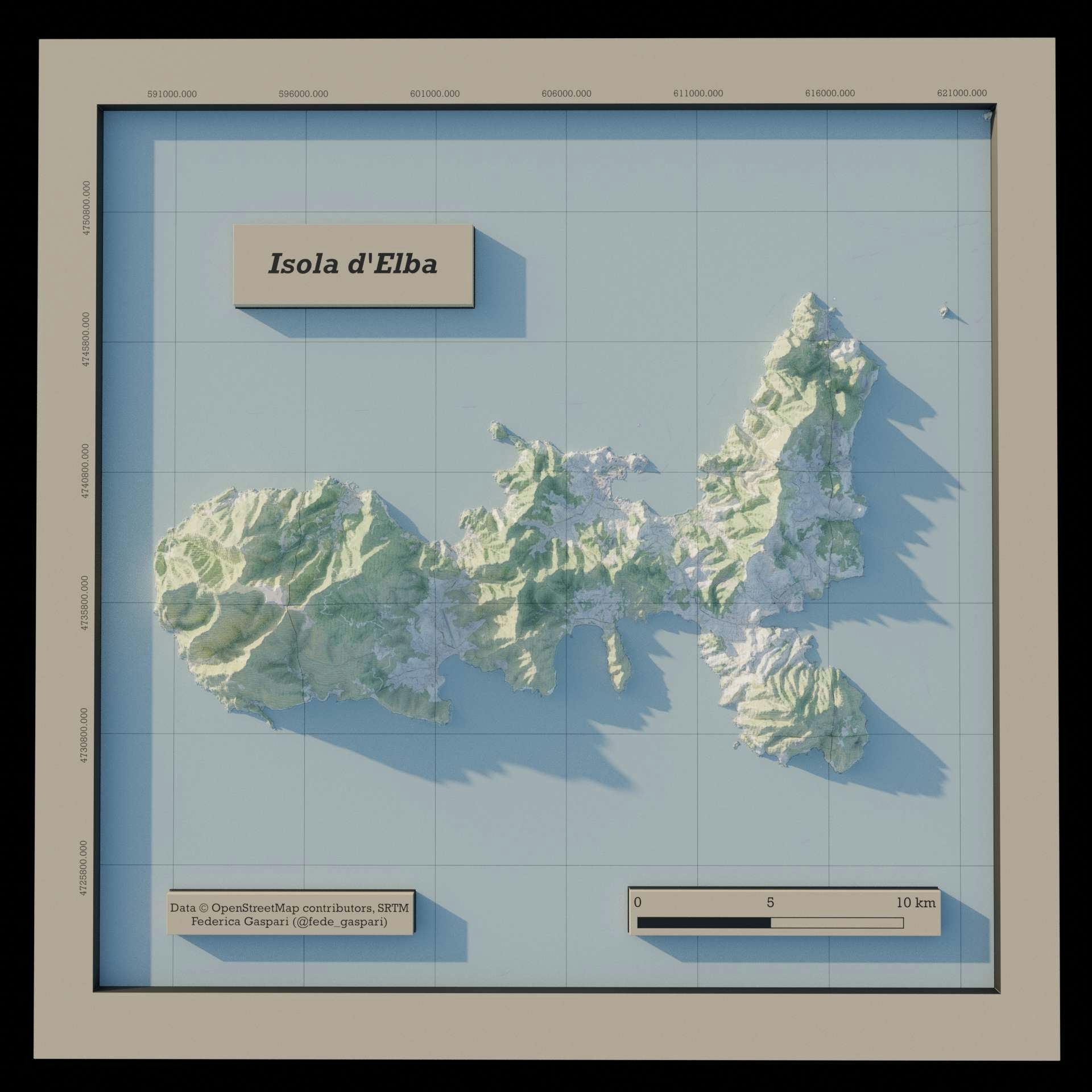 Isola d'Elba - Shaded Relief