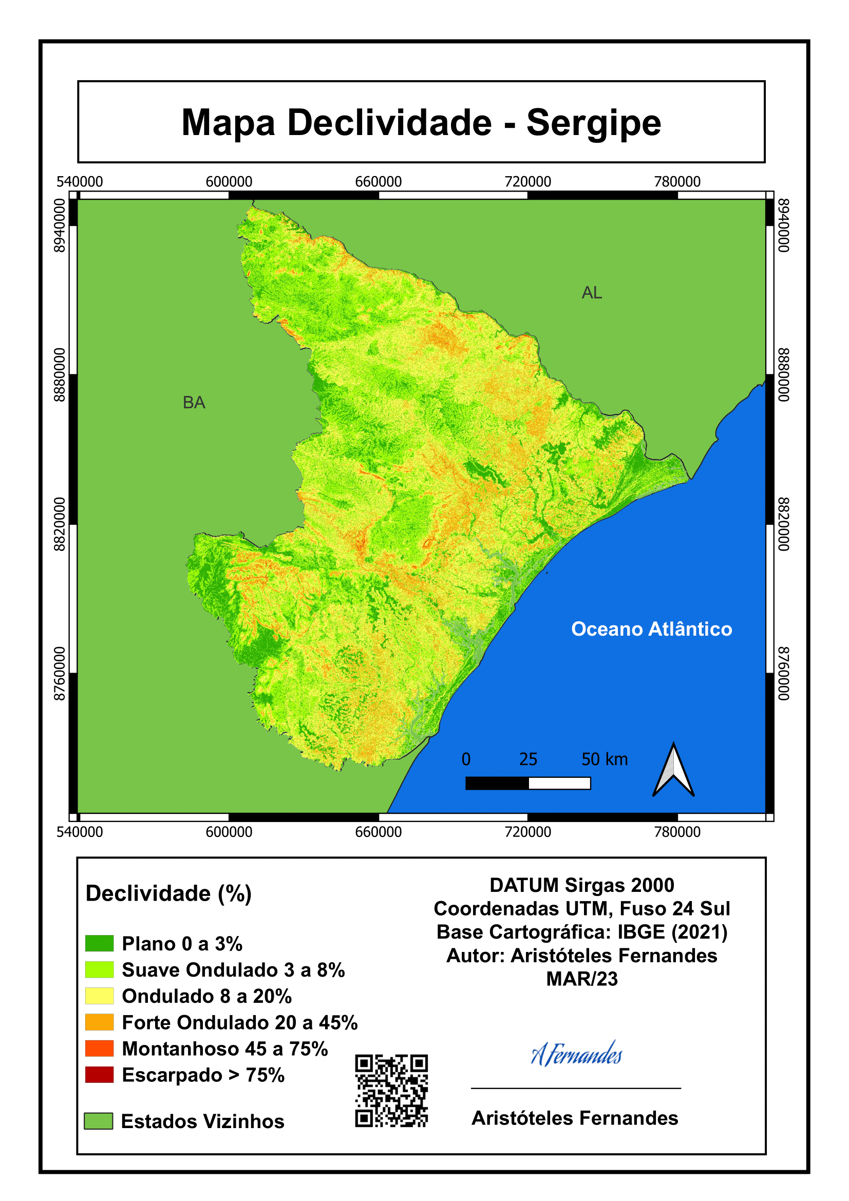 Mapo analítico declividade Sergipe