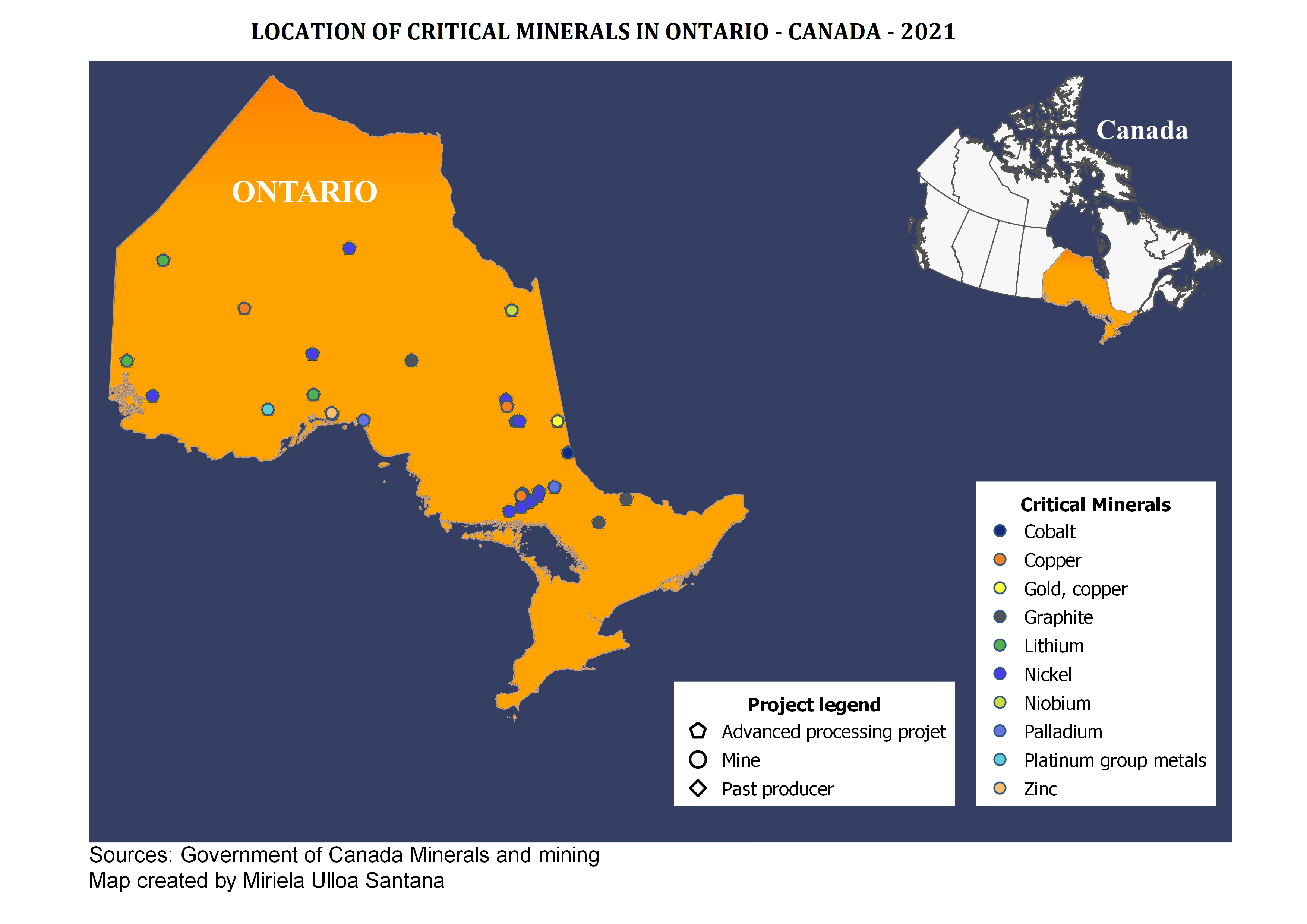 Location Critical Minerals in Ontario.