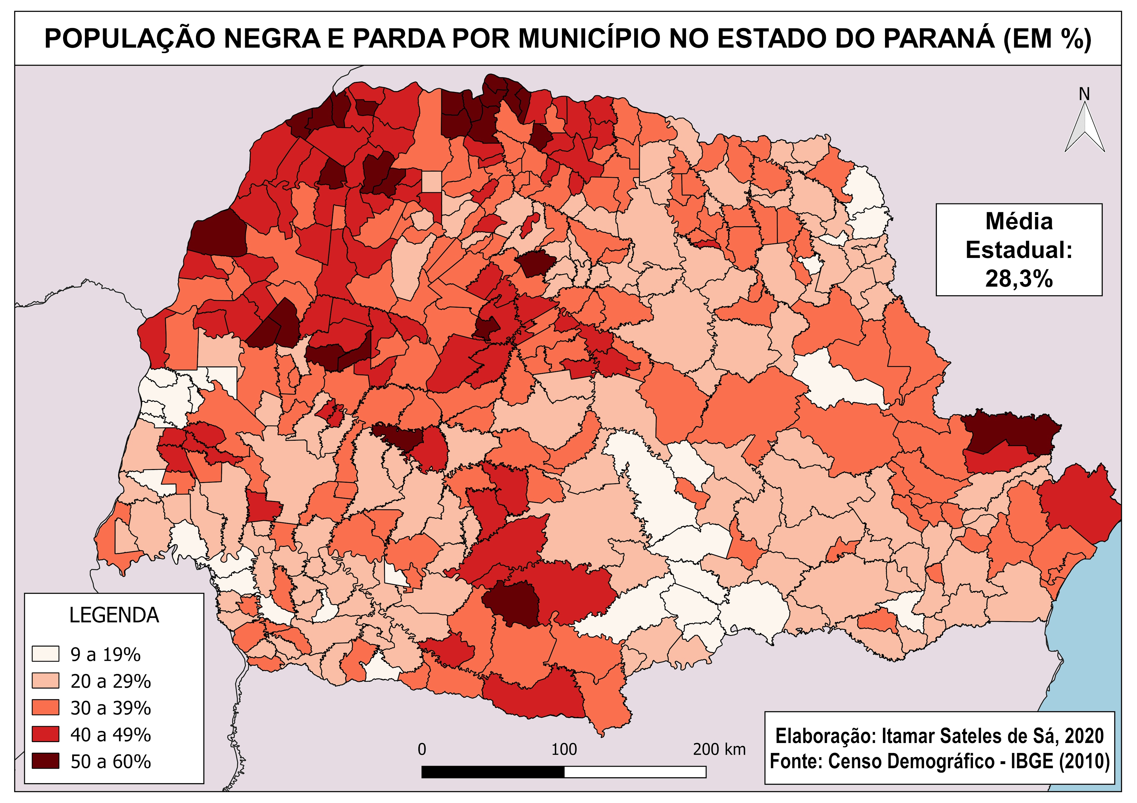 POPULAÇÃO NEGRA E PARDA NO PARANÁ (2010)