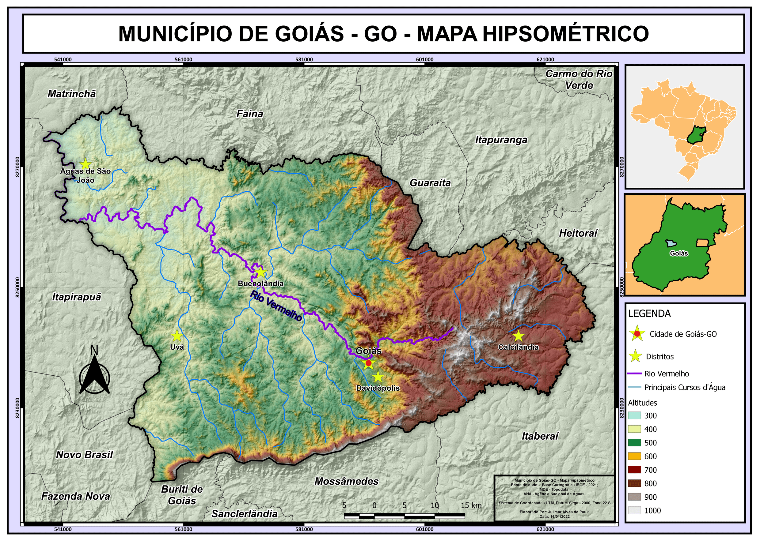 Hipsométrico do município de Goiás-GO