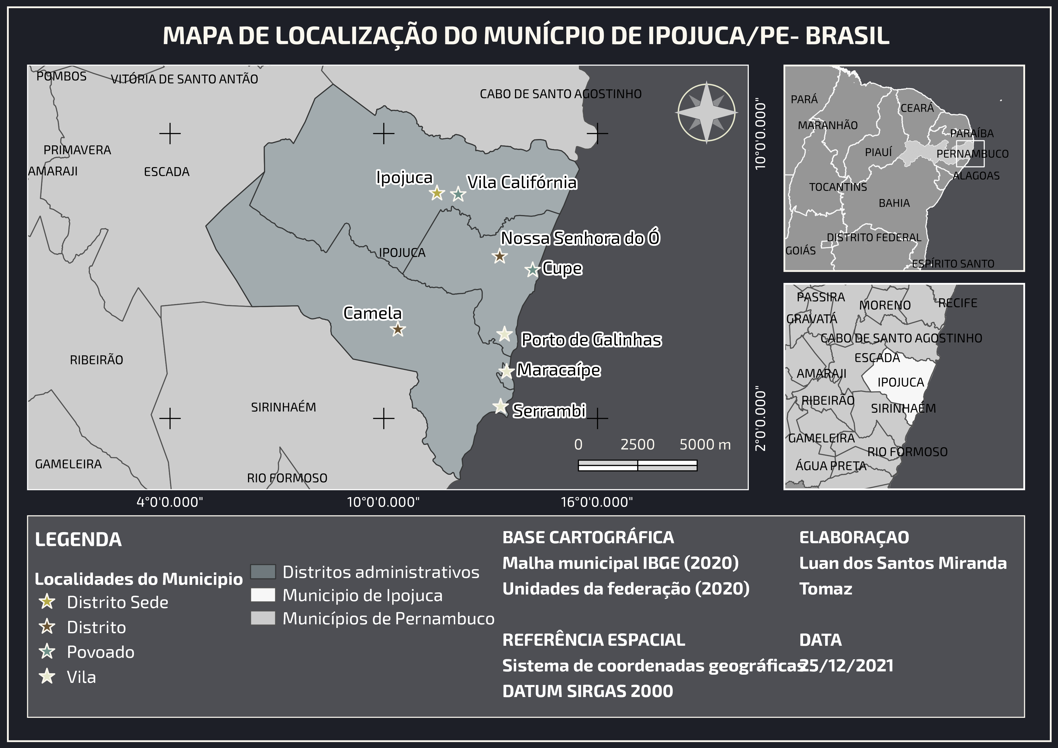 Mapa de localização Ipojuca/PE - Brasil