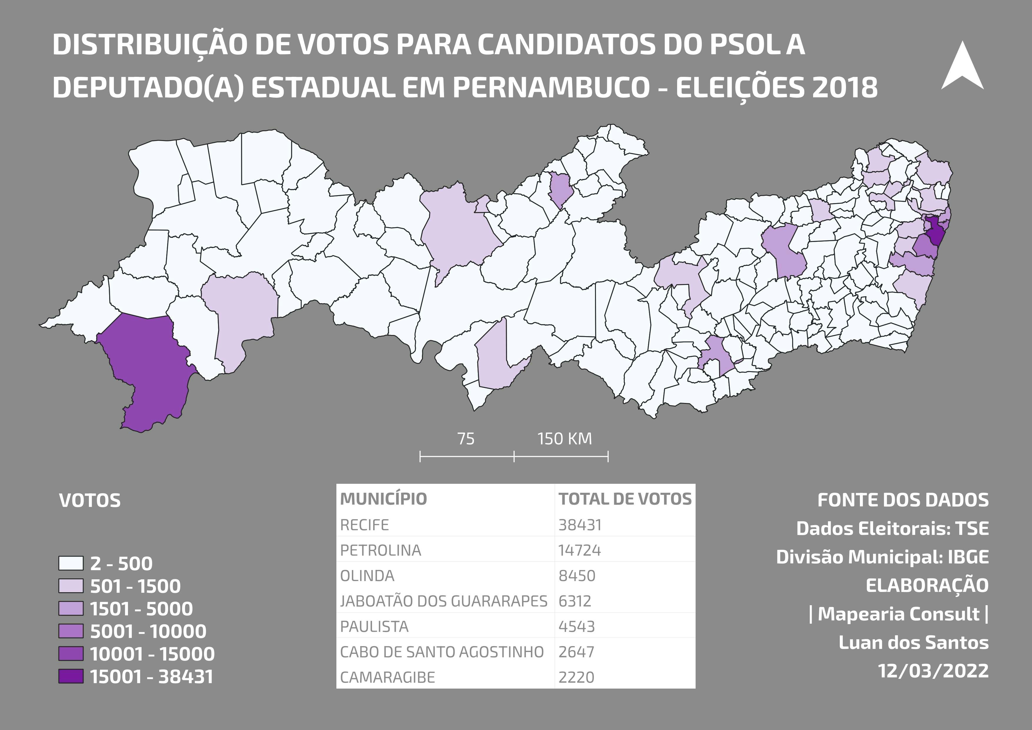 Eleitorado Deptd. Estadual PSOL/PE 2018