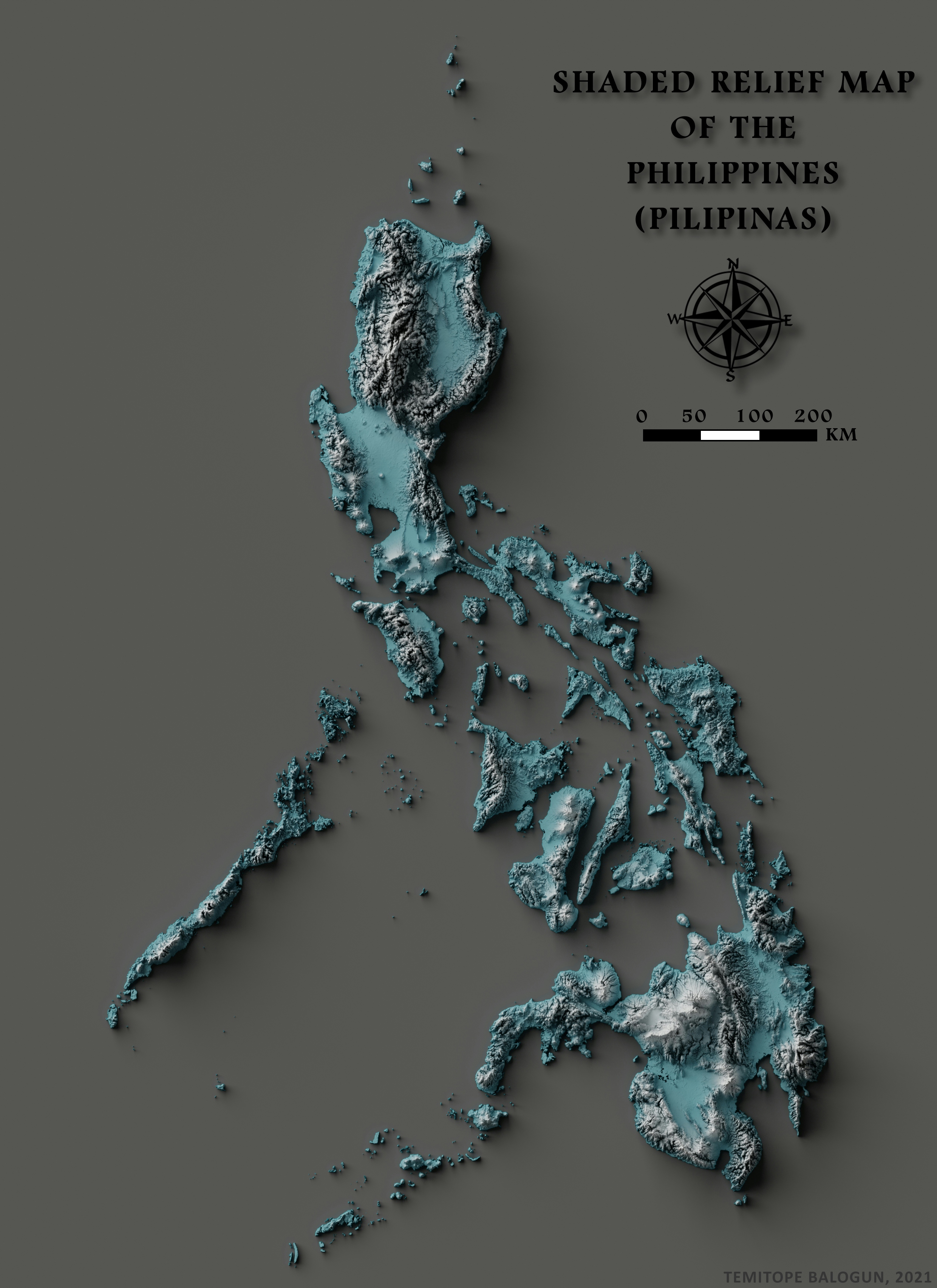 Shaded relief map of the Philippines