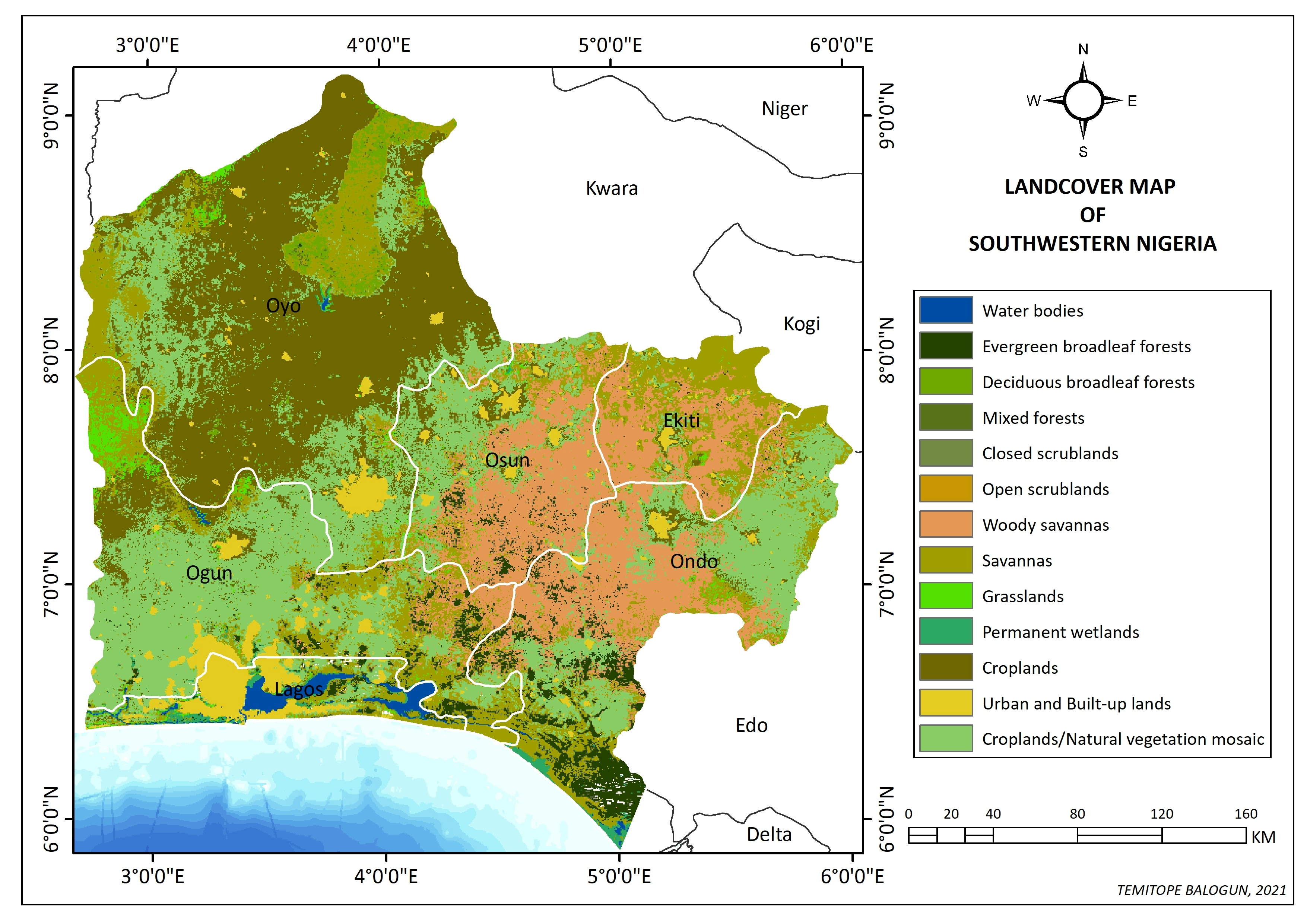 Landcover map of Southwestern Nigeria