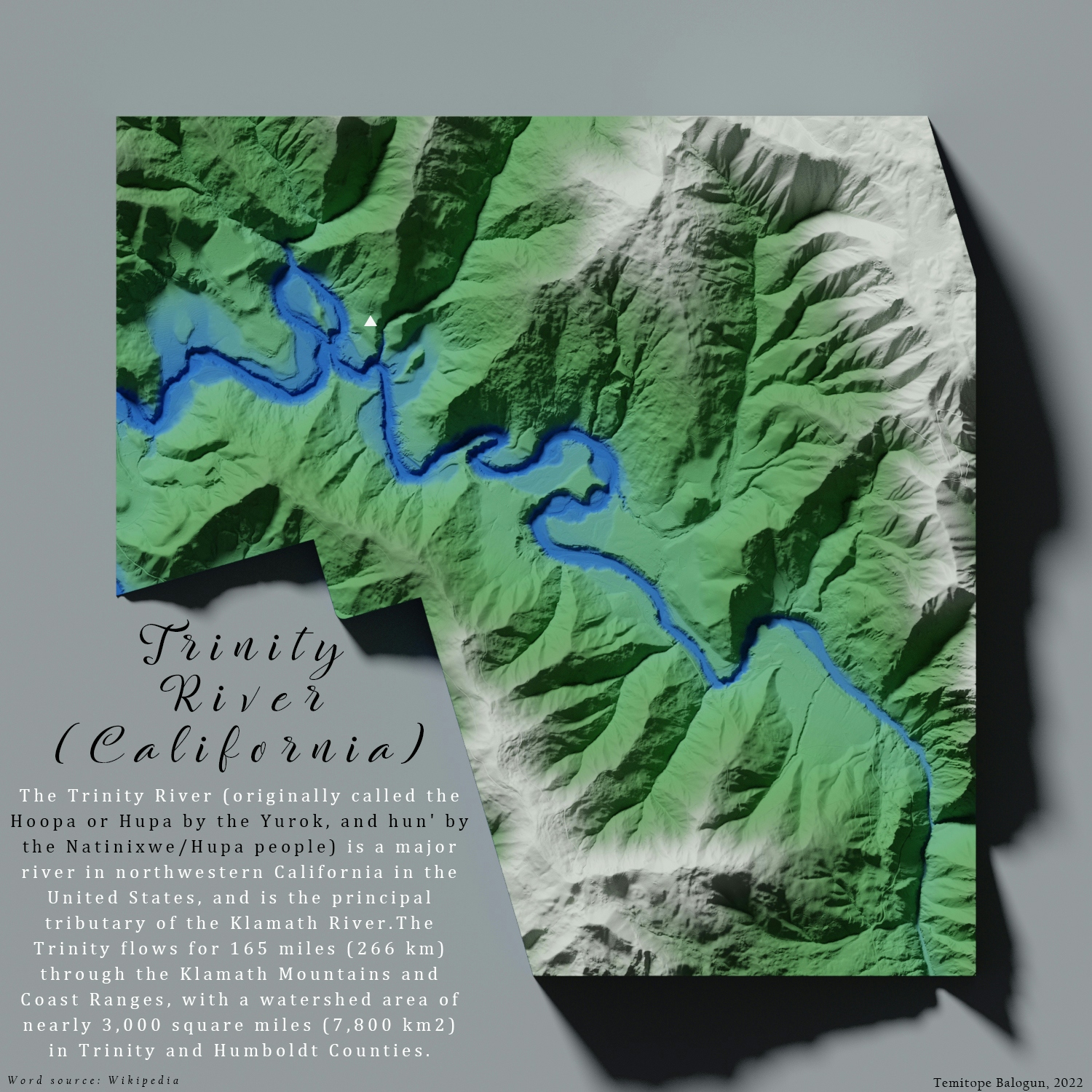 Shaded relief map of Trinity River