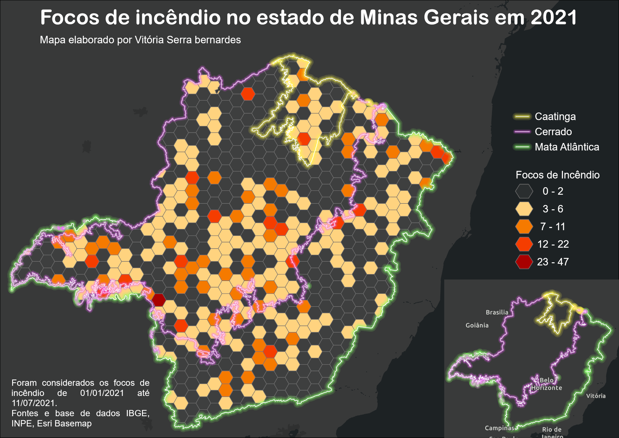 Focos de incêndio em Minas Gerais